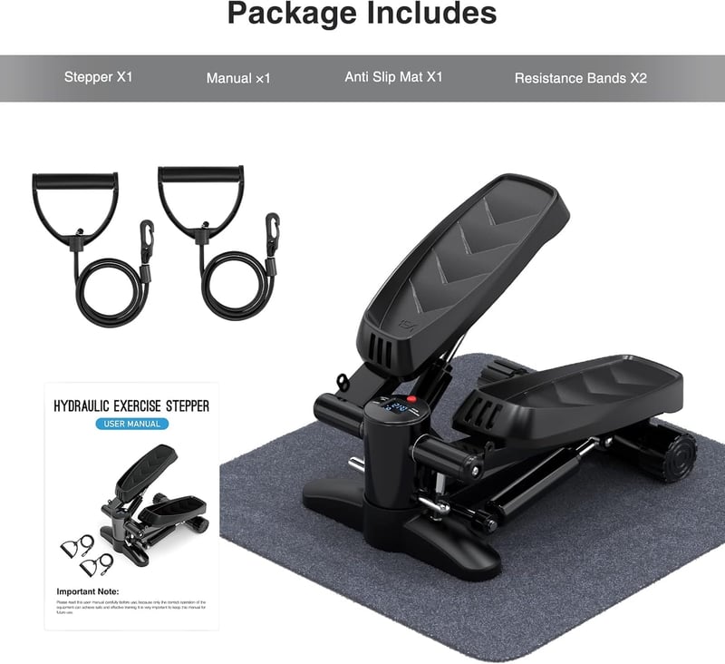 Tohoyard Mini Stepper 150kg - Otthoni Edzéshez, LCD Kijelzővel, Csendes Cardio Gép, Fekete