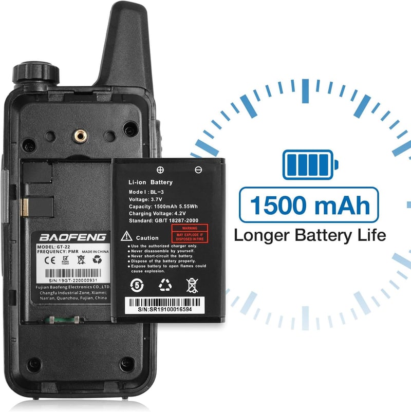 Baofeng GT-22 PMR 446 Walkie Talkie szett, 3km hatótáv, 16 csatorna, headsettel (4db)