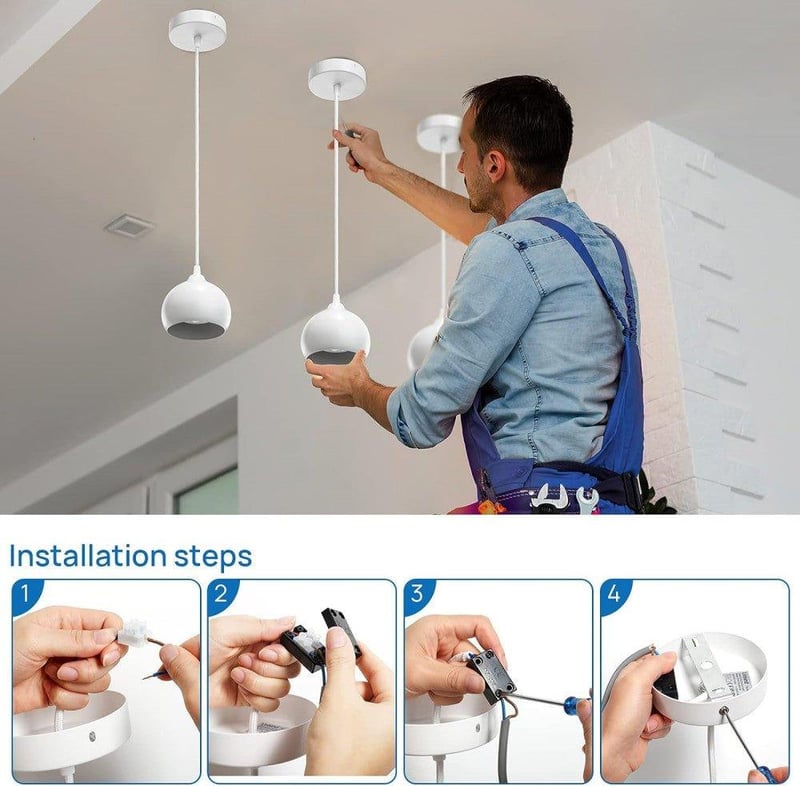 Linkind modern fehér függőlámpa szett, 2 db GU10 foglalattal, matt fém árnyékolóval