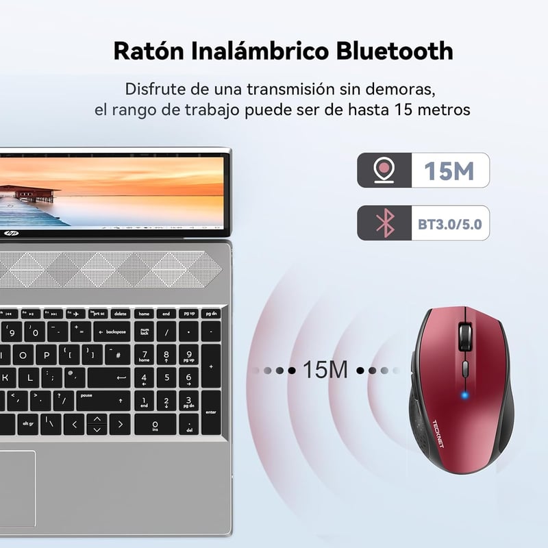 TeckNet Bluetooth egér, 3200 DPI, 2 éves üzemidő, 6 DPI szint
