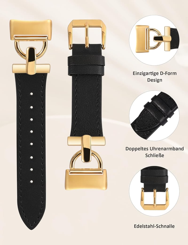 Fitbit Charge 6/5 Vékony Bőrszíj Nőknek - Wearlizer Csereszíj D-Csattal