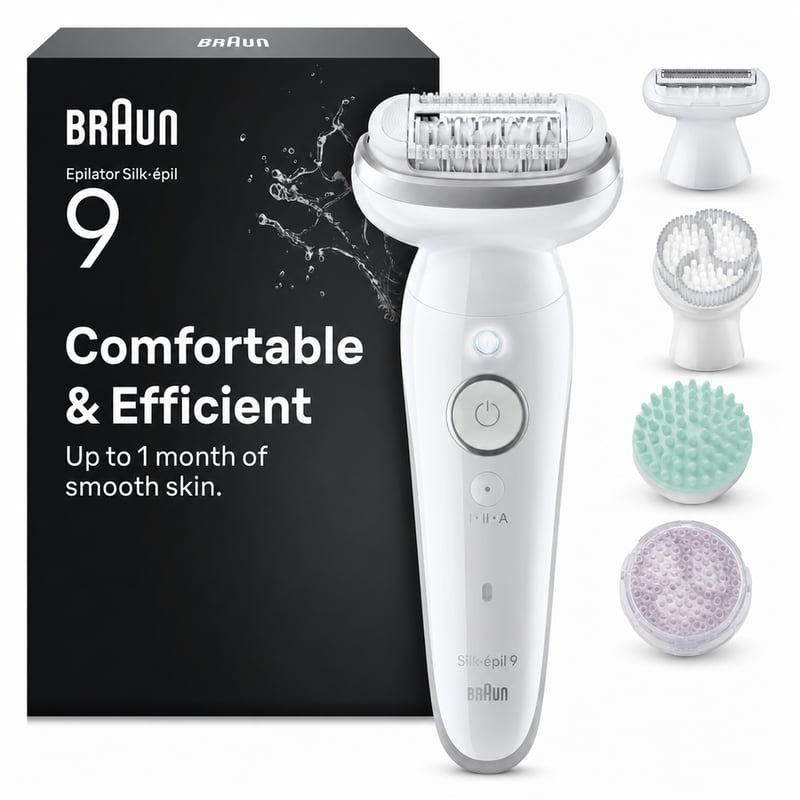 Epilator Braun Silk-épil 9 SkinSpa 9-381 pentru femei, set all-in-one, rezistent la apă, aparat de ras — fără cablu de încărcare și fără capete (stare: vezi a 2-a fotografie)