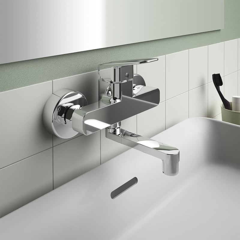Ideal Standard Ceraplan BD241AA Fali Mosdó Csaptelep - Króm, Víztakarékos Rendszerrel, Sárgaréz, Egykaros Kivitel, Felületre Szerelhető