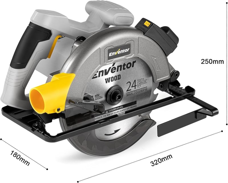 ENVENTOR 1400W Körfűrész Lézervezetővel, 6000 RPM, 62mm Vágásmélység, 185mm Fűrészlap, Rézmotoros Kézi Körfűrész Fa, PVC, Műanyag Vágásához