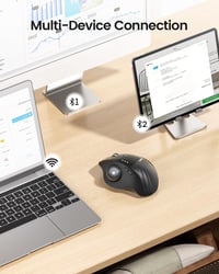 ProtoArc EM01 NL Trackball Egér - Állítható Szögű, Hüvelykujj Vezérlésű, Vezeték Nélküli, 3 Csatlakozási Mód, 5 DPI Szint, Újratölthető, Fek 4