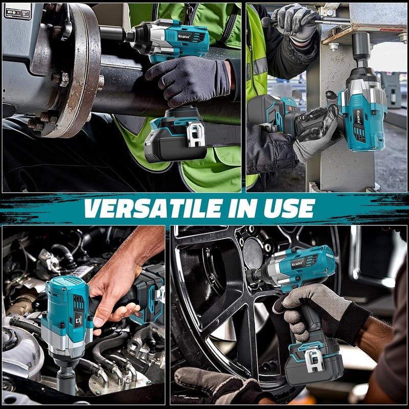 Ecarke 1360 Nm Akkumulátoros Ütvecsavarozó, Makita 18V Kompatibilis, Kefe Nélküli 1/2" Kerékanya Lazító LED Világítással, Állványszereléshez