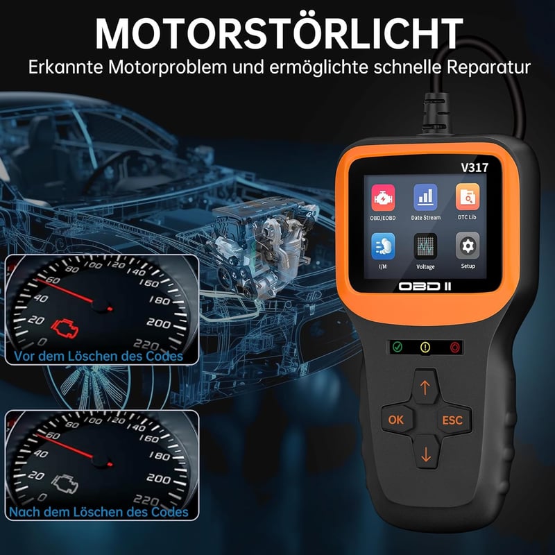 BGFOX V317 OBD2 autódiagnosztikai készülék színes LCD kijelzővel