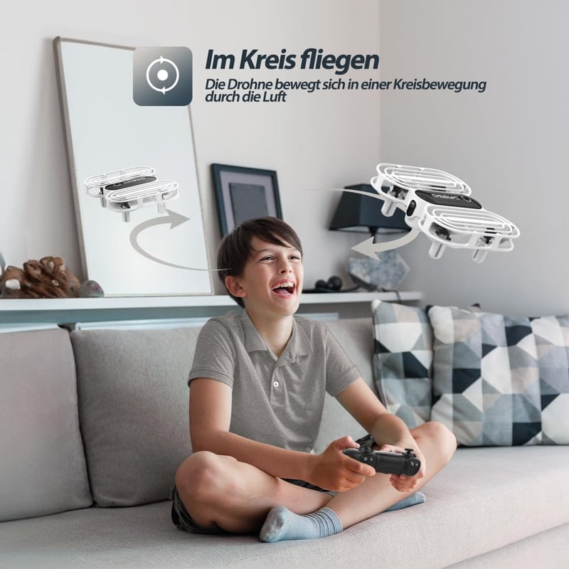 DEERC D11 Mini Drón Gyerekeknek, 2 Akkumulátorral, Dobással Indítható, Propellervédelemmel, 3D Flip, Magasságtartás, 3 Sebességfokozat, RC Q