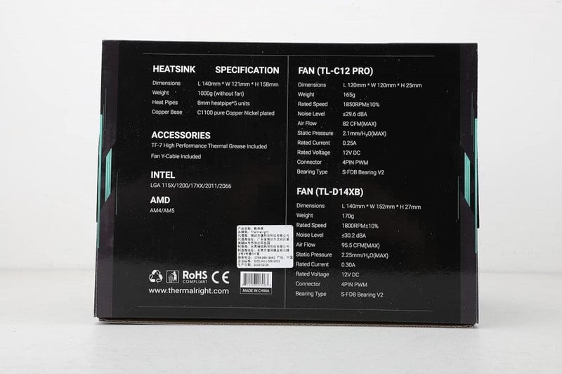 Thermalright FC140 Fekete CPU Hűtő - Dupla Tornyos, 5 Hőcsöves, PWM Ventilátoros