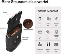 Gladdon Fekete Női Kis Méretű PU Bőr Válltáska Mobiltartóval 3