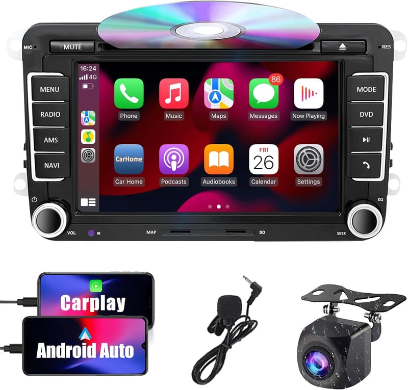 Volkswagen 7" érintőképernyős autórádió CarPlay és Android Auto támogatással - Polo, Passat, Tiguan, EOS