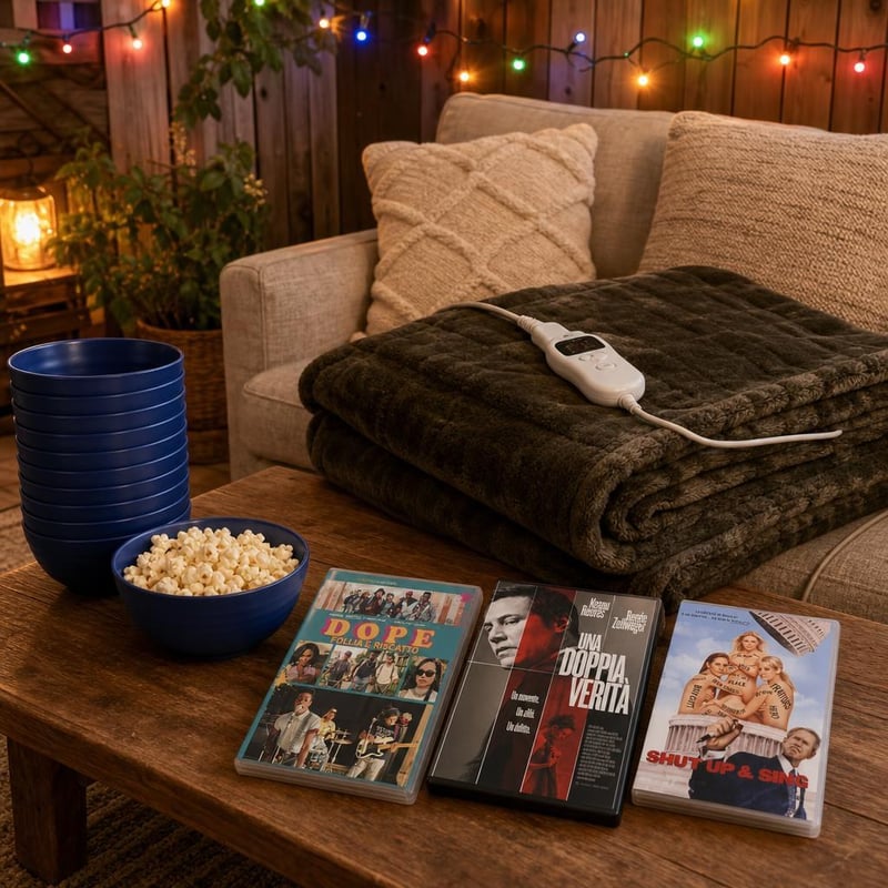 Filmski paket za opuštanje: 3x DVD + el. deka + 12x zdjelice + 21m LED lampice