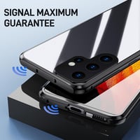 Samsung Galaxy S23 Ultra mágneses tok - 360° védelem, ütésálló fém keret üveggel, fekete 3