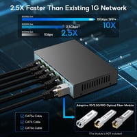 SODOLA 6 Portos 2.5G Smart Ethernet Switch - 5x 2.5G RJ45 + 1x 10G SFP Port, Menedzselhető, VLAN/QoS/IGMP Támogatás, Ventilátormentes Fém Há 5