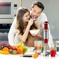 Bonsenkitchen 800W-os 5 az 1-ben botmixer szett, piros, aprítóval és habverővel 6