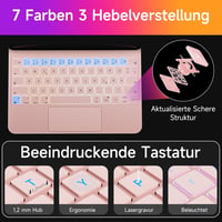 HOU Magic Billentyűzetes Tok iPad Air/Pro 11" - 7 Színű Háttérvilágítás, Érintőpad, QWERTZ, Rózsaszín, Kompatibilis iPad Air 5/4 és Pro 11"  5