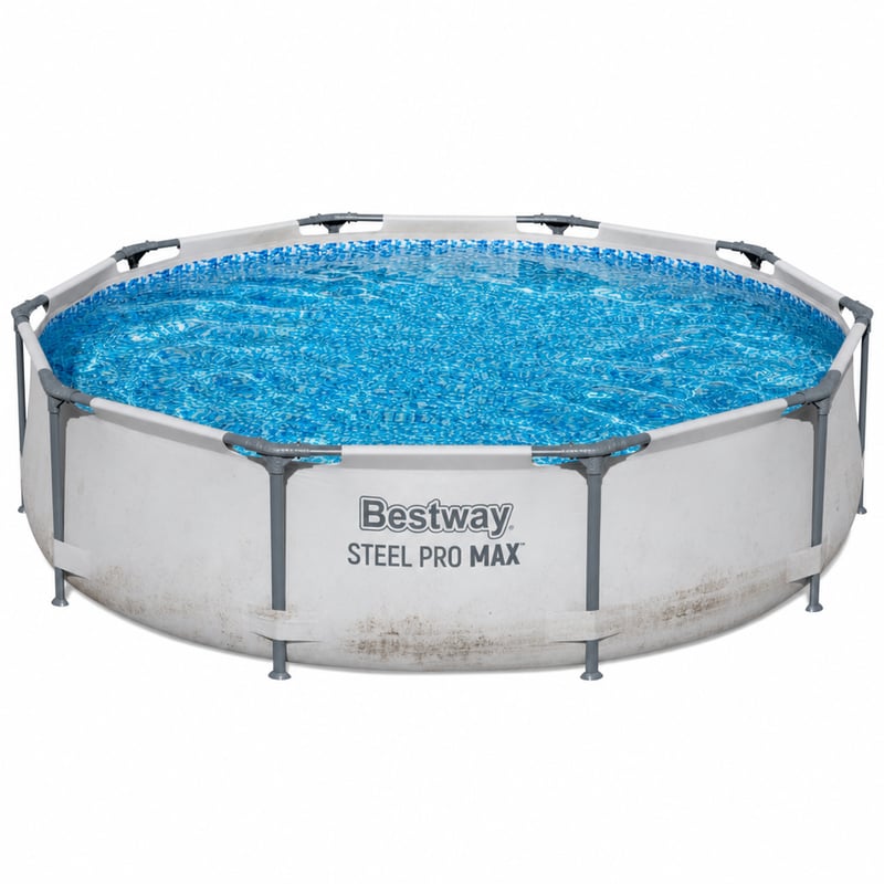 Bestway Steel Pro MAX kerek medence 305x76 cm, világosszürke — alkatrésznek / bontóra: használati nyomok (állapot: lásd a 2. képet)