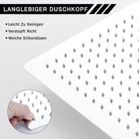 DETBOM Zuhanyfej 25x25 cm Négyzet Alakú - 304 Rozsdamentes Acél Esőztető Fejzuhany 121 Szilikon Fúvókával, Vízkőmentes Funkcióval, 360° Forg 5