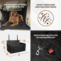 WUGLO Megerősített Kutya Autósülés - Vízálló Oxford Anyagú Hátsó Ülésre, 4 Rögzítőpánttal, Kis és Közepes Kutyáknak (L Méret, Fekete) 6