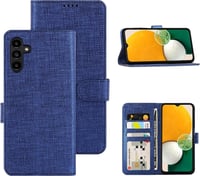 Samsung Galaxy A13 5G Kék Vászon Tok Mágneses Kártyatartóval 1