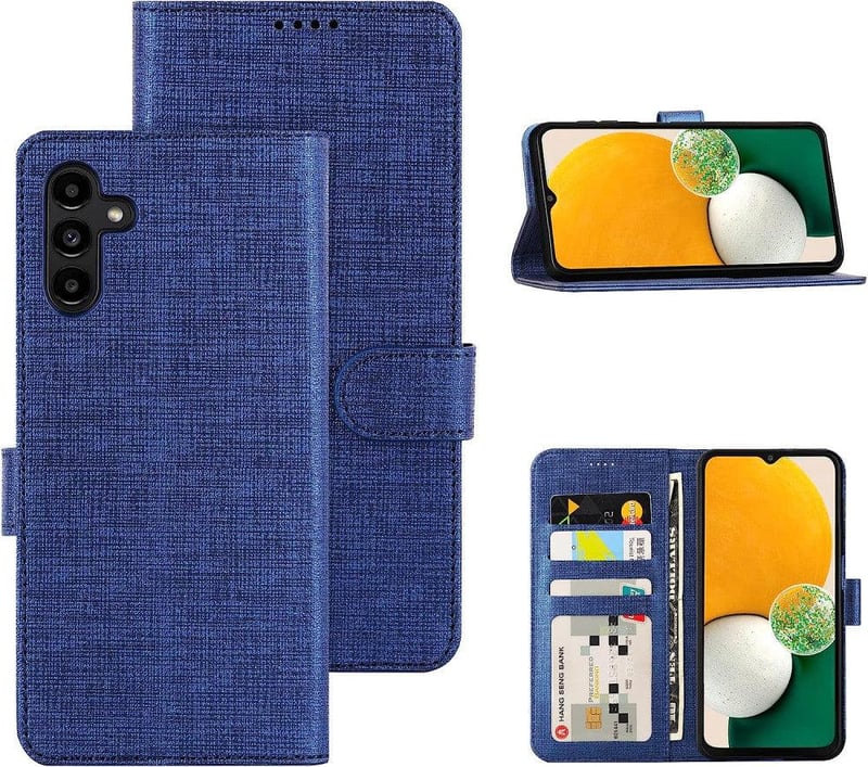 Samsung Galaxy A13 5G Kék Vászon Tok Mágneses Kártyatartóval