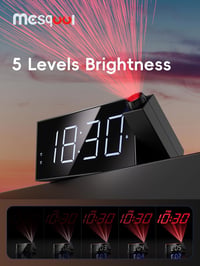 Digitális Projektoros Ébresztőóra 7" LED Kijelzővel - Fényerőszabályzás, 180° Forgatható Projektor, USB Töltő, Szundi Funkció, Tartalék Elem 5
