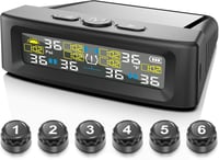 KAOLALI T12-6 Vezeték Nélküli Napelemes Gumiabroncs Nyomásfigyelő Rendszer 6 Kerékhez - 9,9 Bar/144 PSI, Autó, Lakókocsi, Busz 1