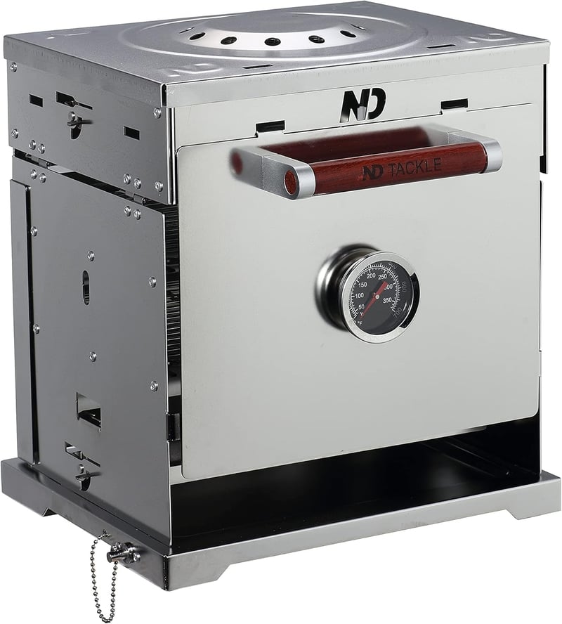 New Direction Tackle Rozsdamentes Acél Hordozható Gázfőző - Multifunkciós Kemping Tűzhely és BBQ Grill Sütő Horgászathoz és Kültéri Kirándul