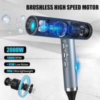 slopehill Hajszárító Kefe Nélküli Motorral - 2000W, Intelligens Hőszabályozás, LED Kijelző, Ionos Technológia, 268g Szuperkönnyű, Kék 2