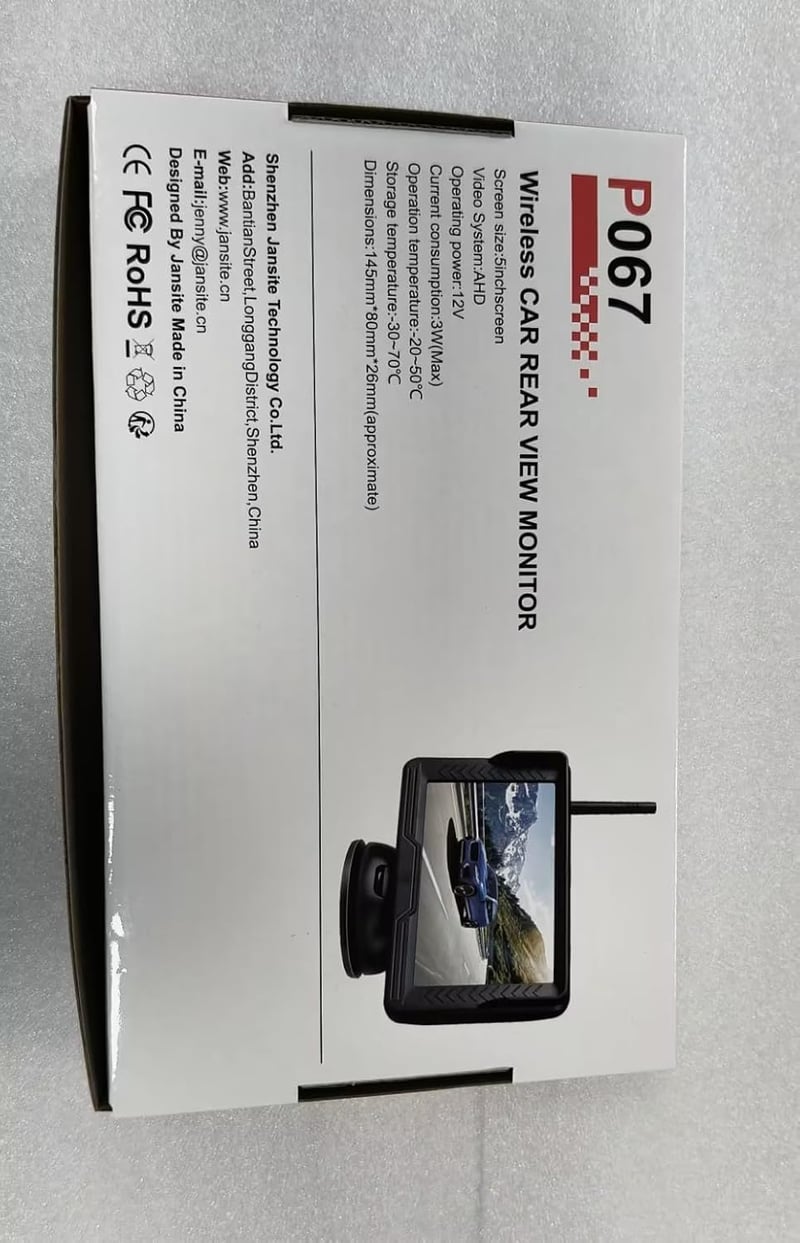 Vezeték nélküli AHD 1080P tolatókamera 5" monitorral, LED-es, vízálló, széles látószögű