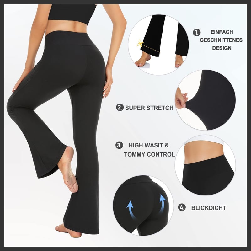 ACTINPUT Női Jóga Nadrág - Bővülő Szárú Leggings Edzéshez - Átlátszatlan Bootcut Sportnadrág Fitneszhez és Tánchoz