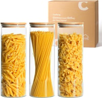 Comsaf 2200ml-es légmentes kerek üveg tárolóedény szett, 3 db-os 1