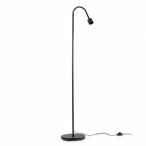 Lampadar vintage B.K.Licht cu întrerupător de picior, abajur textil negru-auriu, pivotant — fără urme vizibile de utilizare (stare: vezi a 2-a fotografie)