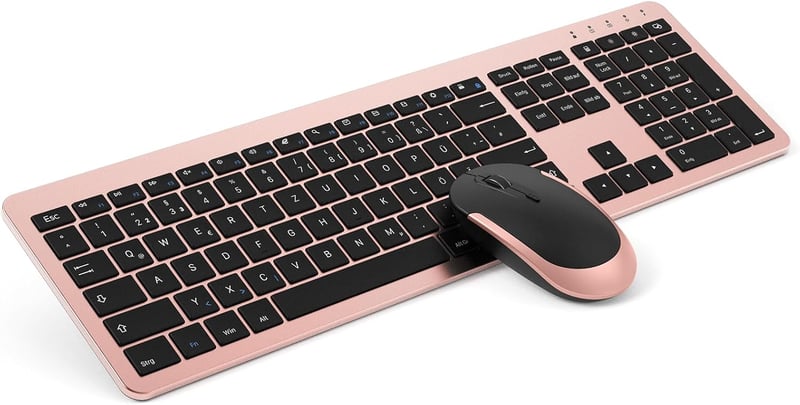Seenda Újratölthető Vezeték Nélküli Billentyűzet és Egér Szett - Teljes Méretű, Ultravékony, Csendes, Ergonomikus, Szilikon Porvédelemmel PC