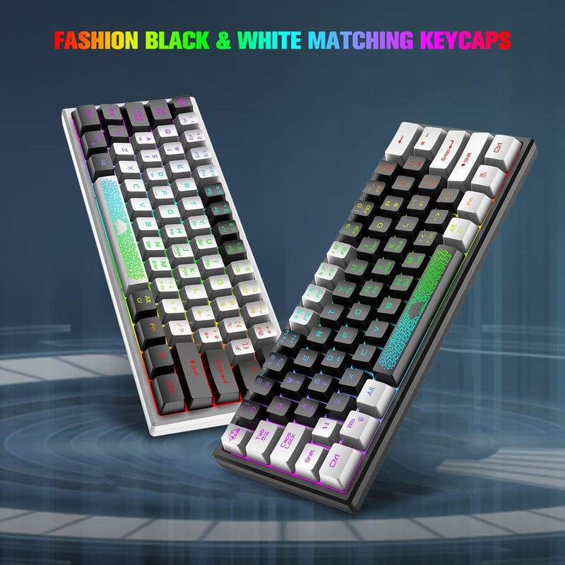 Redragon Mini 60% RGB Gamer Billentyűzet, Fehér-Fekete, 62 Gombos, PC/Mac