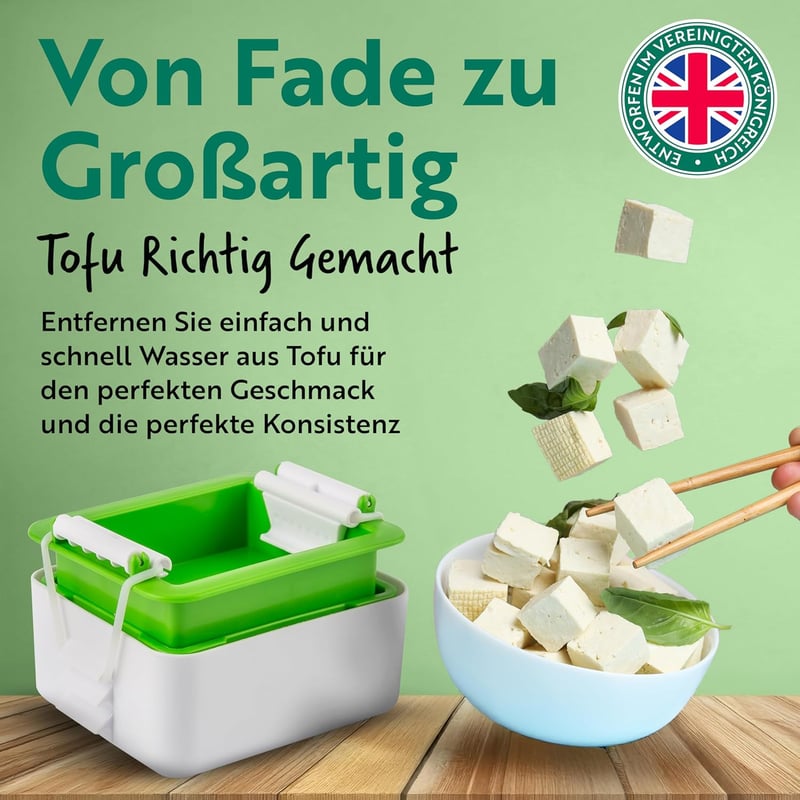 Tofuture Tofu Prés - Egyedi Stílusú Konyhai Eszköz Tofu Készítéshez, Fehér/Zöld, 400g Kapacitás, Műanyag