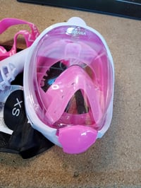 Mască de snorkel full-face pentru copii KAIMANA, mască de scufundări sigură cu protecție CO2 și geantă de transport, de la 4 ani, roz 3