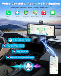 Vtopek 10,26" 4K Apple CarPlay Kijelző 350° Forgatható Kamerával - Vezeték Nélküli Android Autós Monitor, Bluetooth, Siri, Navigáció, 64GB T 5