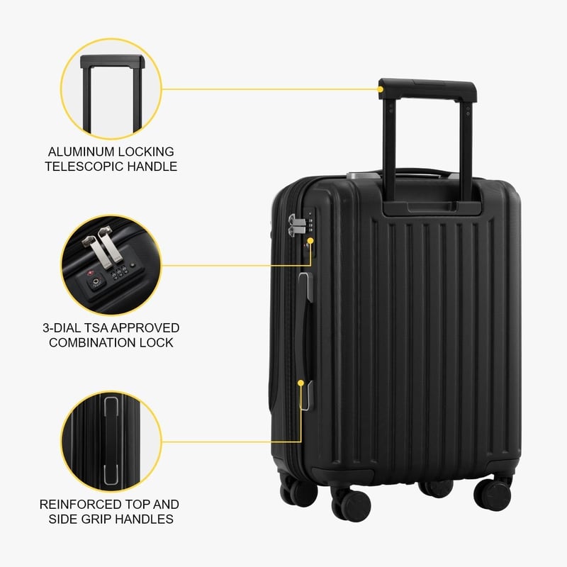 LEVEL8 Kemény Bőrönd - Kézipoggyász Méretű Gurulós Utazóbőrönd TSA Zárral, Unisex Kivitel, 55 cm