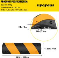 uyoyous Kábelhíd 2 Csatornával - 100 x 30 x 6 cm Tömlővédő Átjáró, Kültéri Kábelek Védelmére, Áthajtásbiztos Kábelcsatorna 7