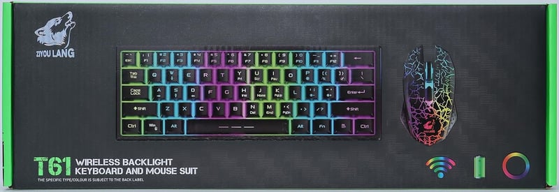 Redragon Rainbow LED 61 gombos vezeték nélküli gaming billentyűzet és egér szett - PC kompatibilis, fekete