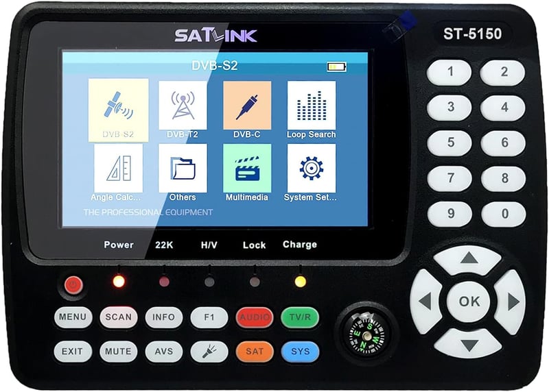 VISLONE ST-5150 DVB-S2/T2/C Combo Műholdkereső Készülék 4,3" LCD Kijelzővel, H.265 HEVC Támogatással