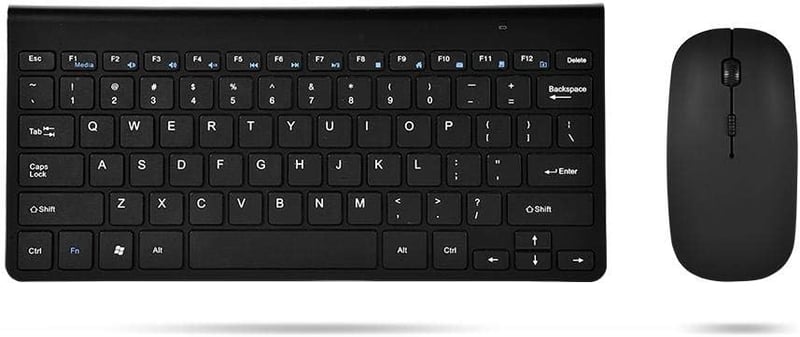 Ergonomikus vezeték nélküli billentyűzet és egér szett - Vízálló, újratölthető, csendes, fekete - PC, laptop, Smart TV