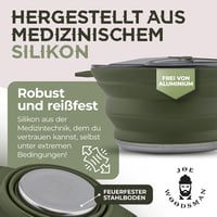 JOE WOODSMAN Összecsukható Kemping Főzőkészlet - Könnyű, Helytakarékos Konyhai Szett Túrázáshoz, Kiránduláshoz - Rozsdamentes Acél, Zöld 5