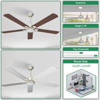 ORTHLAND 132 cm Csendes Mennyezeti Ventilátor LED Világítással, Távirányítóval, 6 Sebességgel, DC Motorral Hálószobába, Teraszra, Gyerekszob 2
