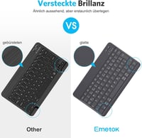Emetok Német QWERTZ Bluetooth Billentyűzet iPad/iPhone/Android Készülékekhez, Nagyobb Billentyűkkel, Újratölthető, Ultravékony, Fekete 5