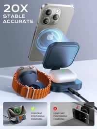LISEN 3 az 1-ben MagSafe töltőállomás iPhone-hoz és Apple Watch-hoz - Kék vezeték nélküli töltő 3