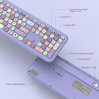 Seenda lila AZERTY Bluetooth billentyűzet - többeszközös, újratölthető, Windows/Mac/Android kompatibilis 5