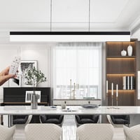 90 x 150 cm LED Függő Mennyezeti Lámpa, 24W Fényerőszabályozható Alumínium Étkezőlámpa, Állítható Magasságú Minimál Csillár, Fekete, 2000 Lumen 2