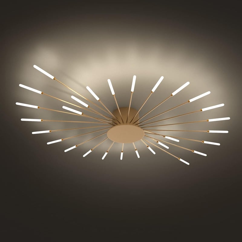 minifair Modern LED Mennyezeti Lámpa 42 Fejes Arany Virág Alakú Csillár 4000K Semleges Fényű Akril Lámpaernyővel Nappali Hálószoba Gyerekszo